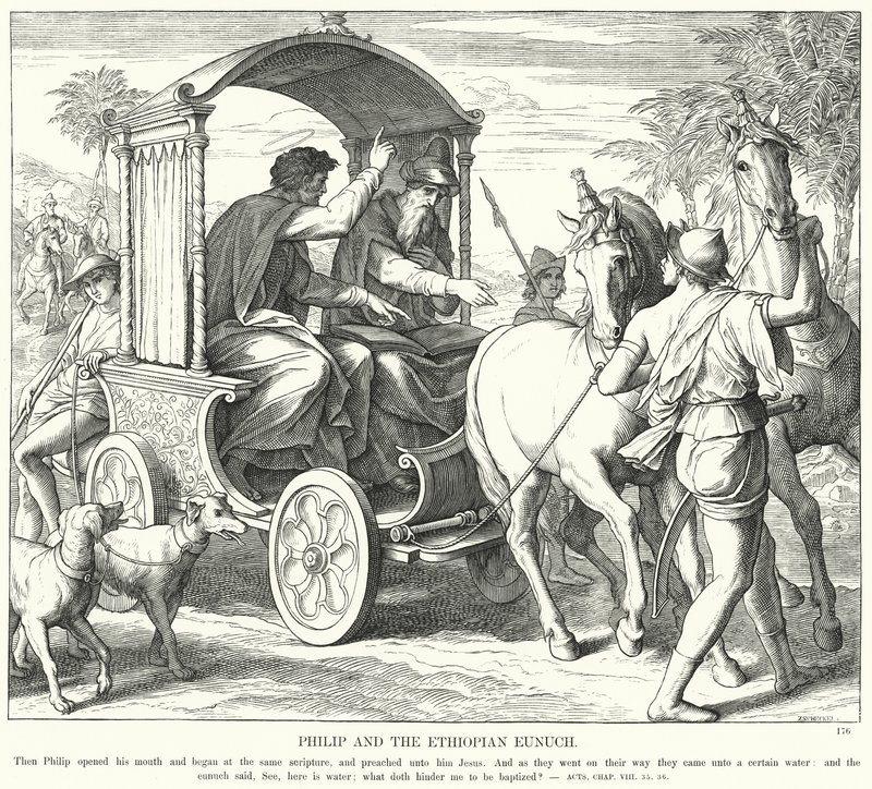 Philippus und der äthiopische Eunuch (Gravur) von Julius (after) Schnorr von Carolsfeld
