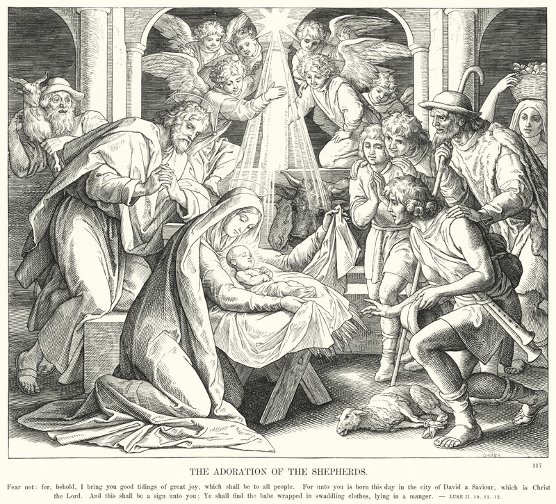 Die Anbetung der Hirten von Julius (after) Schnorr von Carolsfeld
