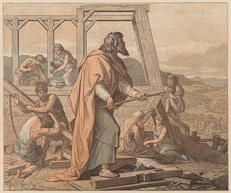 Der Bau der Arche, Genesis, VI von Julius (after) Schnorr von Carolsfeld