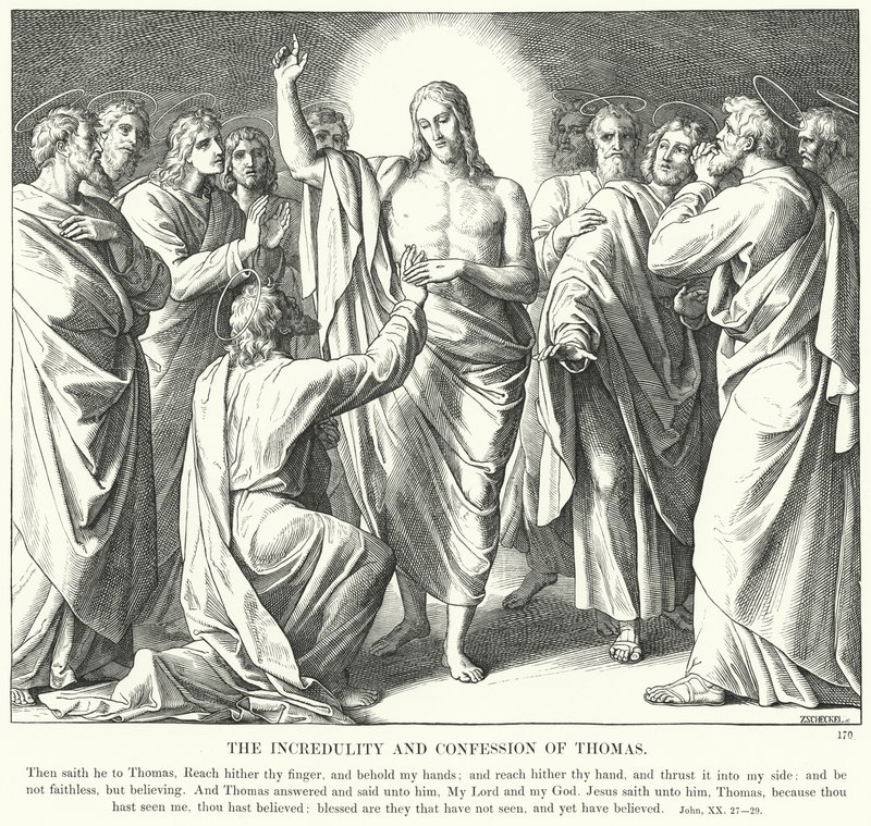 Der Unglaube und das Bekenntnis des Thomas (Gravur) von Julius (after) Schnorr von Carolsfeld