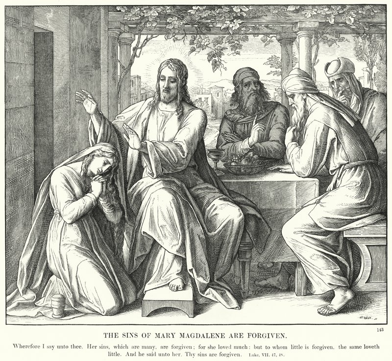 Die Sünden der Maria Magdalena werden vergeben (Stich) von Julius (after) Schnorr von Carolsfeld