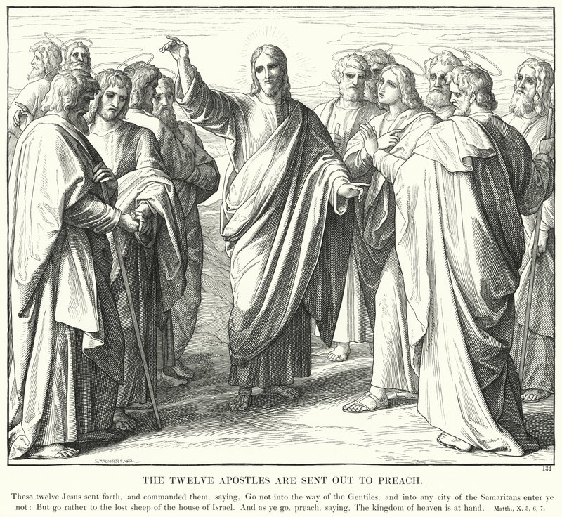 Die zwölf Apostel werden ausgesandt zu predigen von Julius (after) Schnorr von Carolsfeld