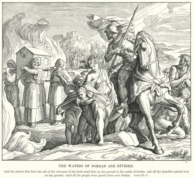 Die Wasser des Jordan werden geteilt von Julius (after) Schnorr von Carolsfeld