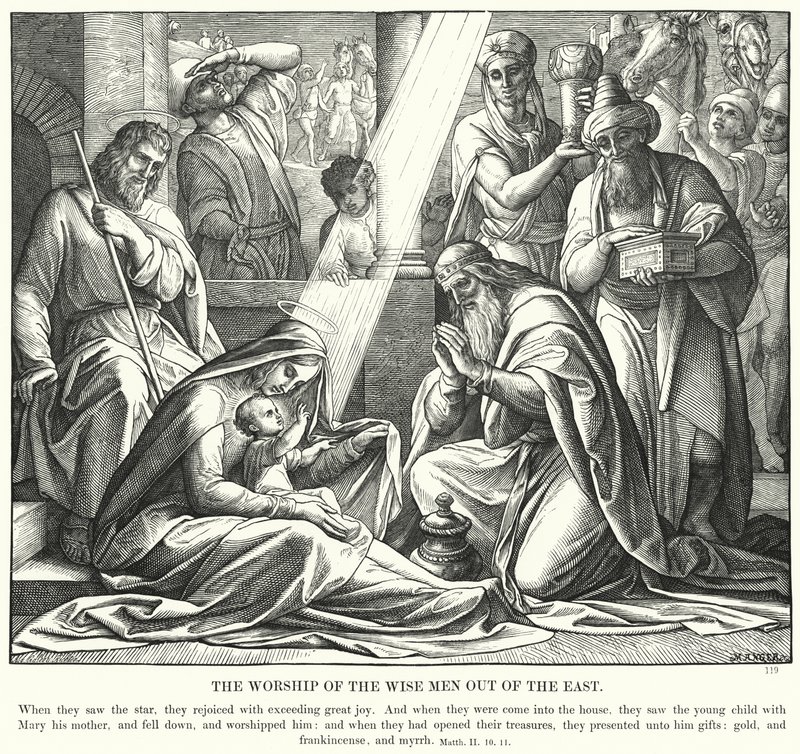 Die Anbetung der Weisen aus dem Morgenland (Stich) von Julius (after) Schnorr von Carolsfeld