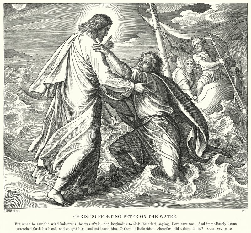 Christus unterstützt Petrus auf dem Wasser von Julius Schnorr von Carolsfeld
