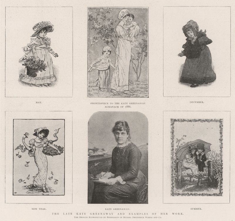 Die verstorbene Kate Greenaway und Beispiele ihrer Arbeit von Kate Greenaway