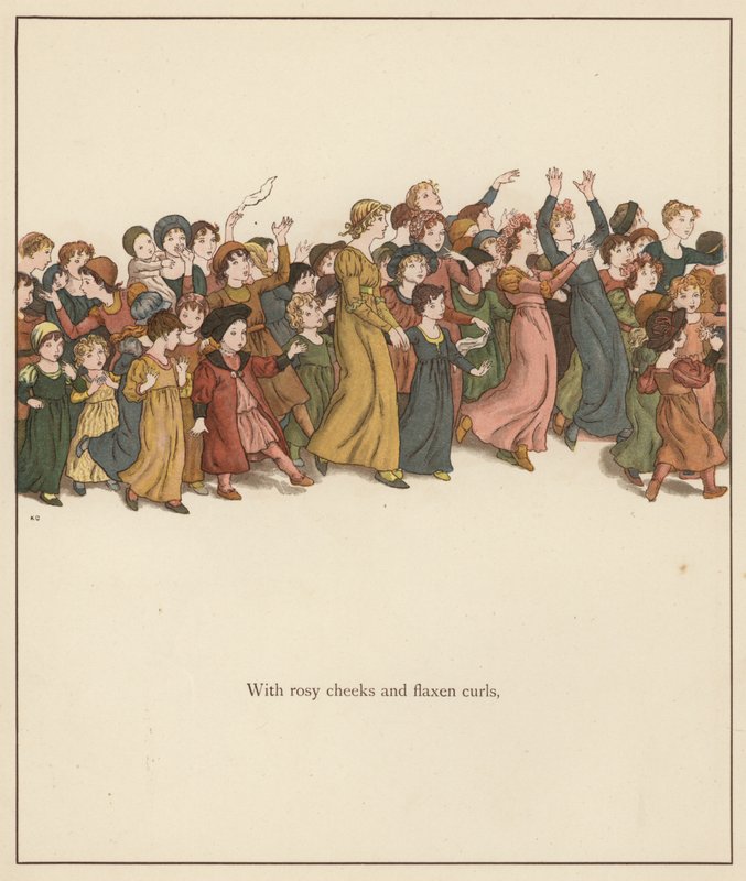 Kate Greenaway Illustration für Der Rattenfänger von Hameln von Robert Browning (Farblithographie) von Kate (after) Greenaway