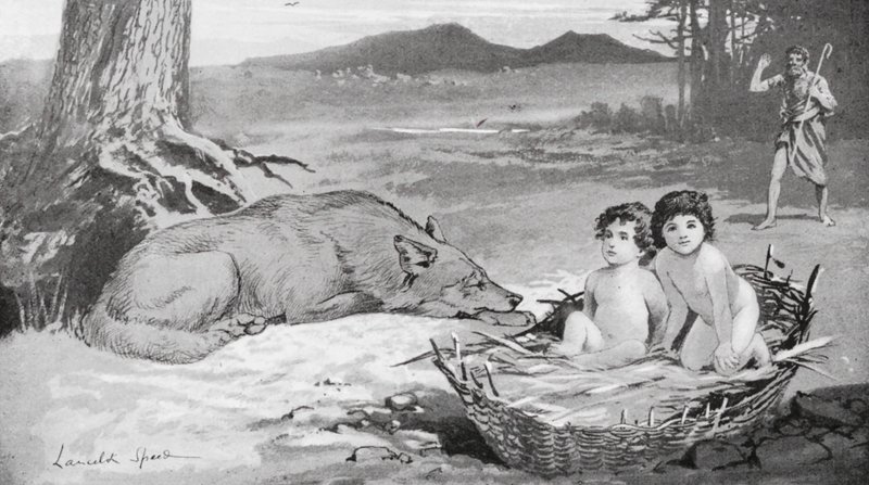 Der Hirte sah, dass der Wolf sich um die Kinder kümmerte (Lithografie) von Lancelot Speed