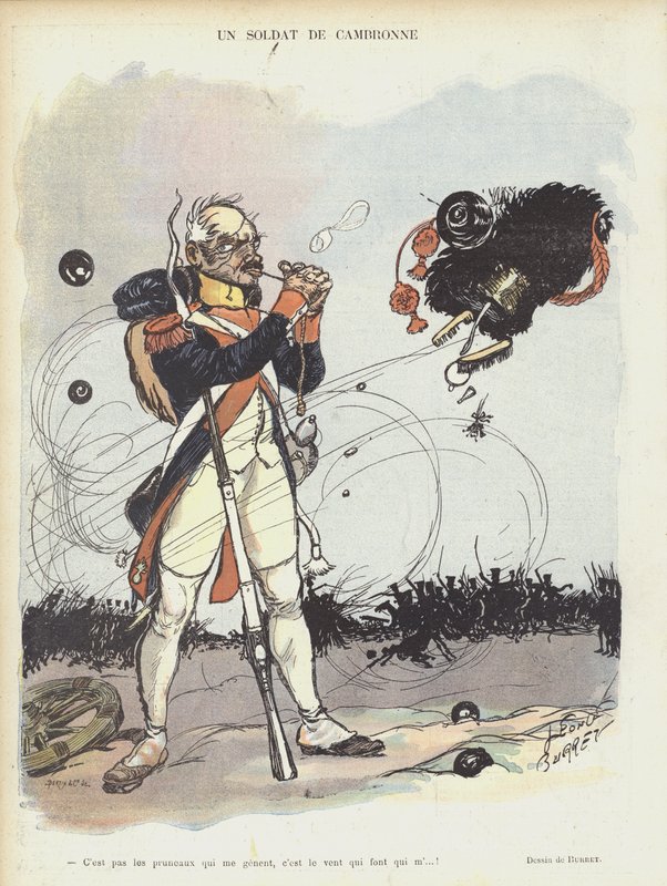 Ein Soldat von Cambronne. Illustration für Le Rire von Leonce Burret