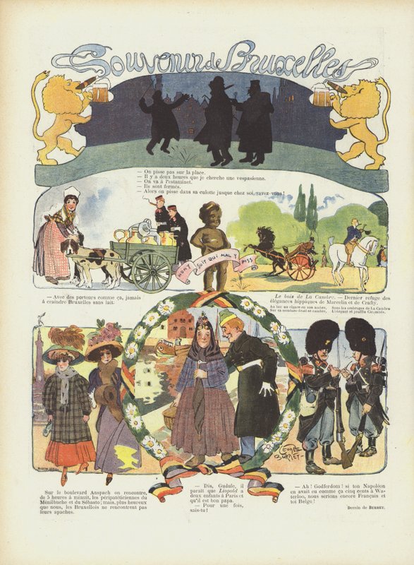 Erinnerung an Brüssel. Illustration für Le Rire von Leonce Burret