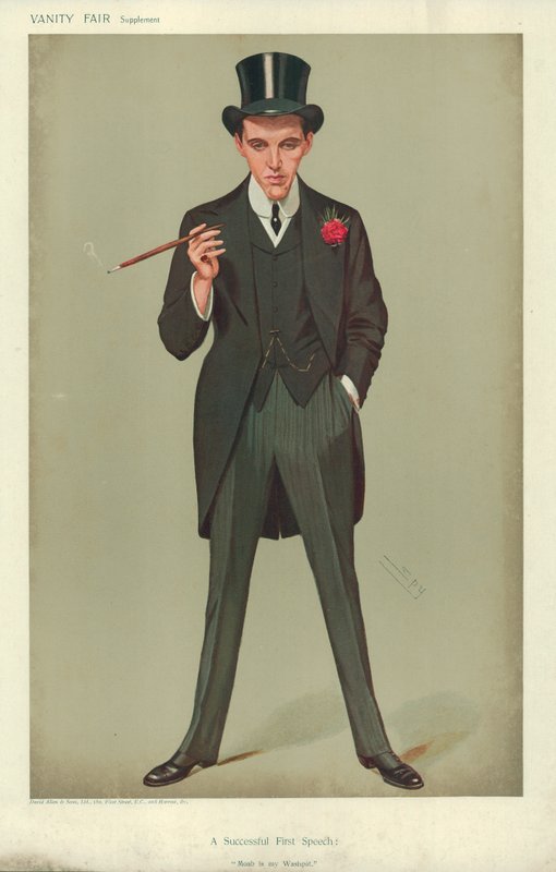 Mr. F. E. Smith, eine erfolgreiche erste Rede, Moab ist mein Waschbecken, 16. Januar 1907, Vanity Fair Karikatur von Leslie Matthew Ward