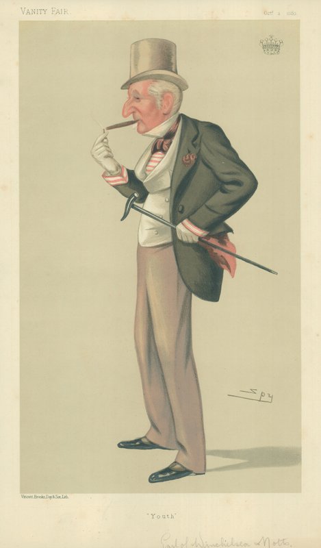 Der Earl von Winchilsea und Nottingham, Jugend, 2. Oktober 1880, Vanity Fair Karikatur von Leslie Matthew Ward