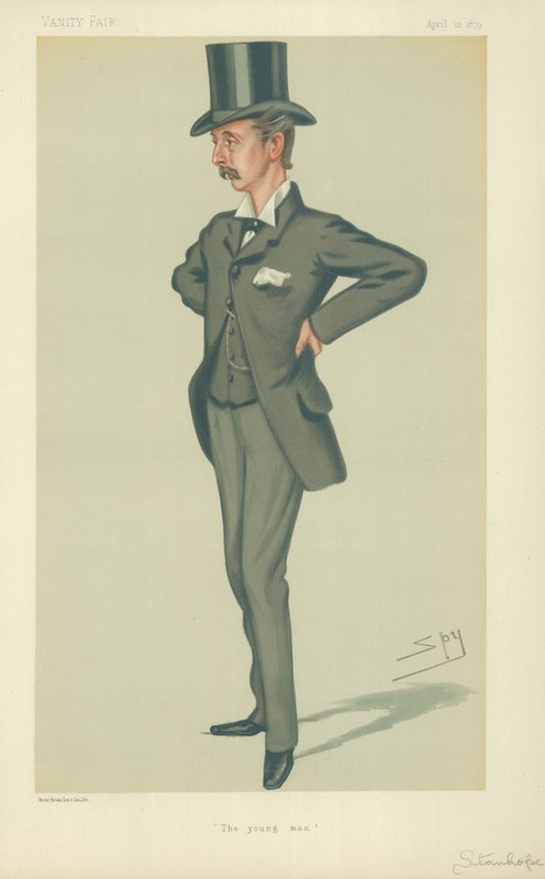 Der ehrenwerte Edward Stanhope MP, Der junge Mann, 12. April 1879, Vanity Fair Karikatur von Leslie Matthew Ward