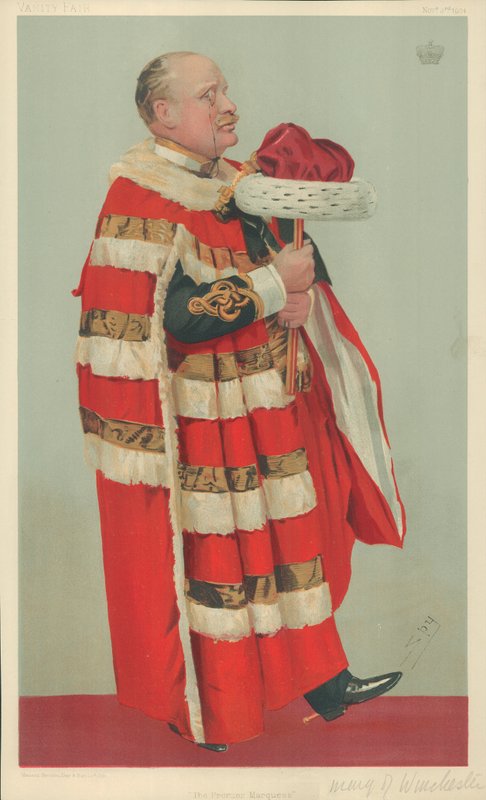 Der Marquis von Winchester, Der Premier Marquess, 3. November 1904, Vanity Fair Karikatur von Leslie Matthew Ward