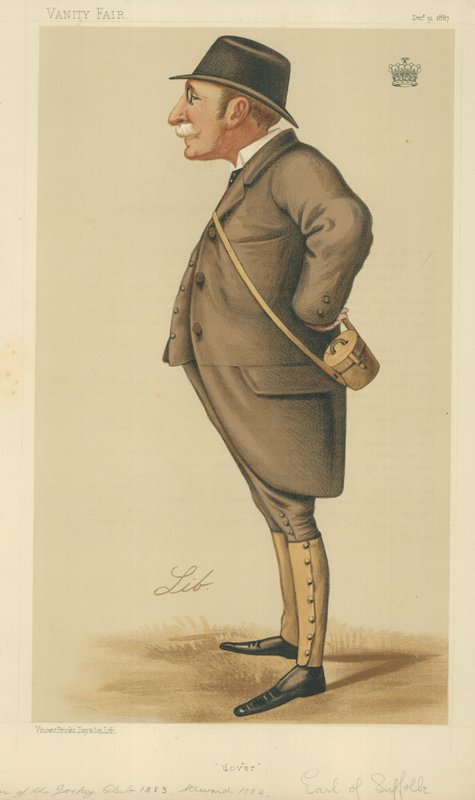 Der Earl of Suffolk und Berkshire, Dover, 31. Dezember 1887, Vanity Fair Karikatur von Liborio Prosperi