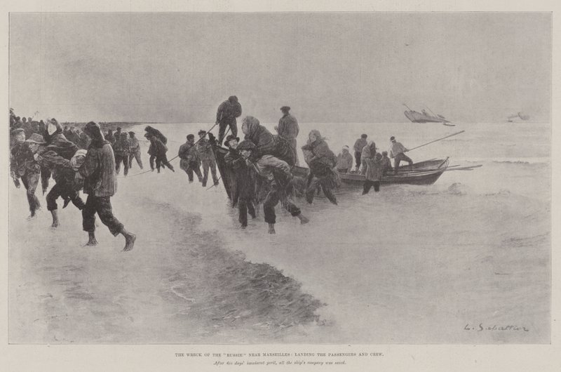 Das Wrack der Russie nahe Marseille, Landung der Passagiere und Besatzung von Louis Remy Sabattier