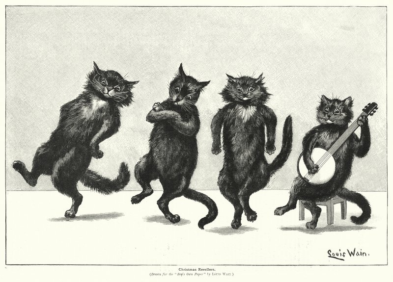 Tanzende Katzen von Louis (after) Wain
