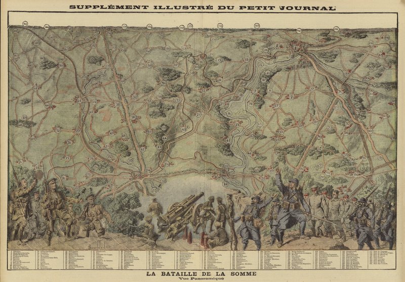 Panoramablick auf das Schlachtfeld der Somme, Frankreich, Erster Weltkrieg von Louis Charles (after) Bombled