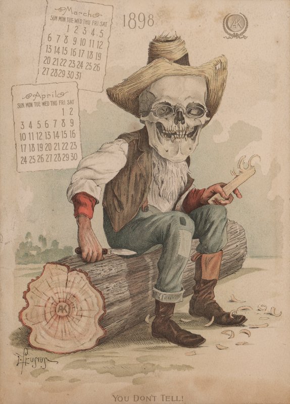 Holz schnitzen, Illustration für Antikamnia Kalender von Louis Crucius or Crusuius