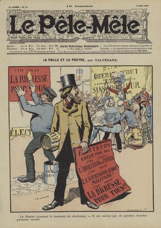 La paille et la poutre. Illustration für Le Pele-Mele von Louis Denis Valverane