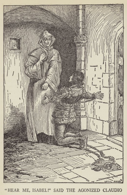 Hör mich an, Isabel! sagte der gequälte Claudio von Louis John Rhead