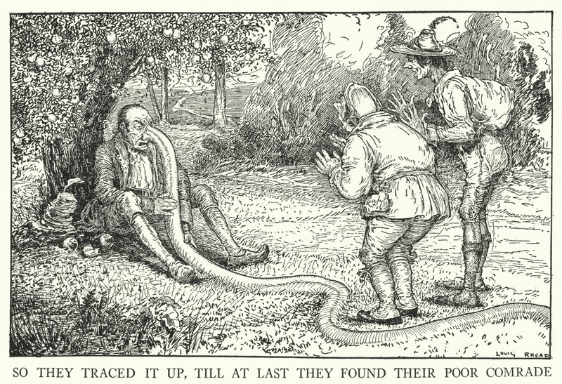 So verfolgten sie es, bis sie schließlich ihren armen Kameraden fanden (Lithografie) von Louis John Rhead