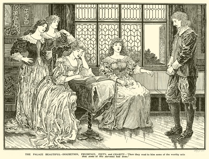 Der Schöne Palast, Diskretion, Klugheit, Frömmigkeit und Nächstenliebe von Louis John Rhead