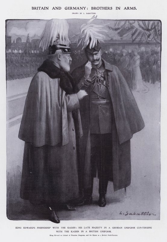 König Edward VII. als Oberst der preußischen Dragoner und Kaiser Wilhelm II. als britischer Feldmarschall von Louis Remy Sabattier