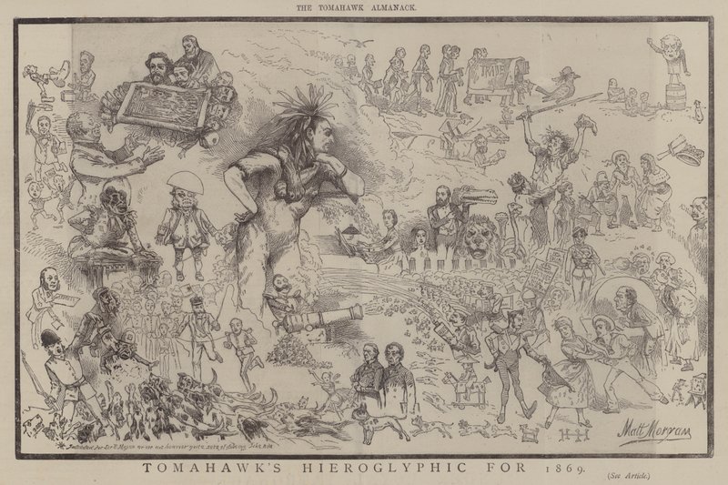 Tomahawks Hieroglyphen für 1869 (Farblithografie) von Matthew