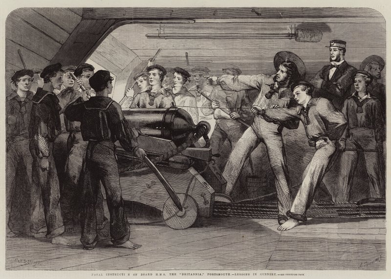 Marineausbildung an Bord der HMS Britannia, Portsmouth, Unterricht in Artillerie von Matthew Somerville Morgan