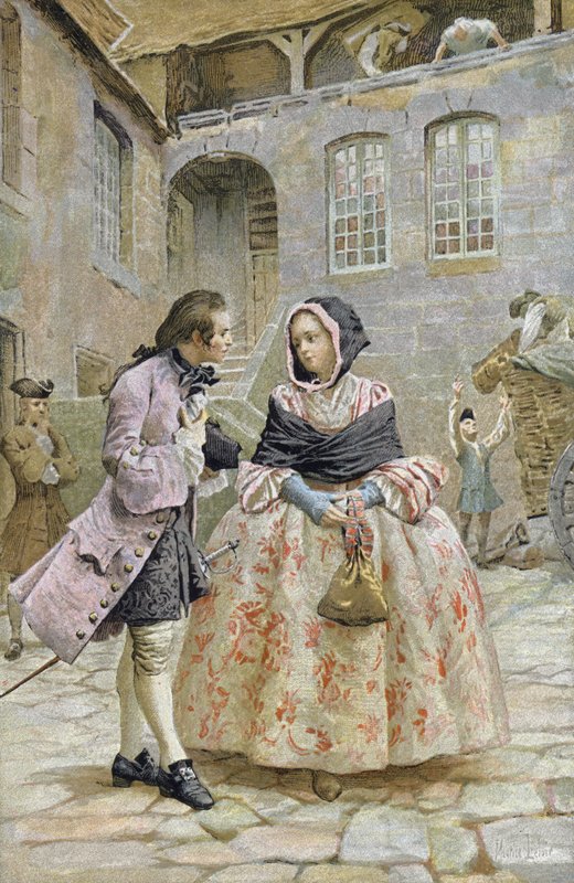 Erstes Treffen zwischen dem Chevalier des Grieux und Manon von Maurice Leloir