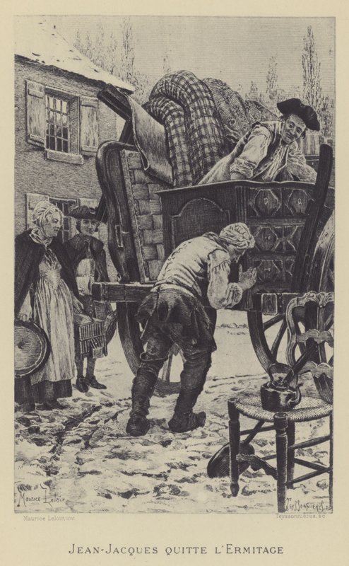 Jean-Jacques verlässt die Einsiedelei (Gravur) von Maurice Leloir