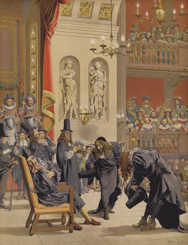 Die letzte Aufführung von Molière, in Le Malade Imaginaire von Maurice Leloir