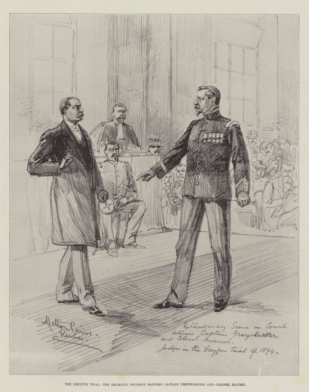 Der Dreyfus-Prozess, der dramatische Vorfall zwischen Hauptmann Freystaetter und Oberst Maurel von Melton Prior