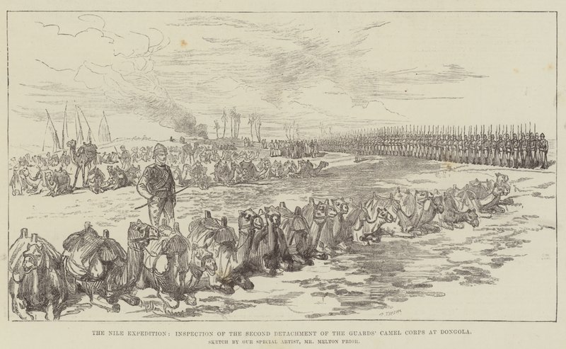 Die Nil-Expedition, Inspektion des zweiten Detachments des Kamelkorps der Garde in Dongola von Melton Prior