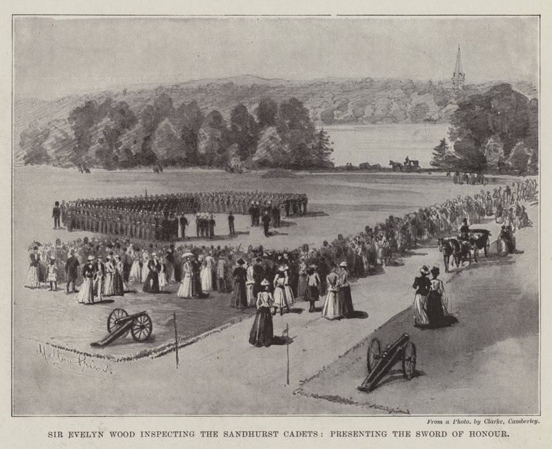 Sir Evelyn Wood inspiziert die Sandhurst-Kadetten und überreicht das Ehrenschwert von Melton Prior