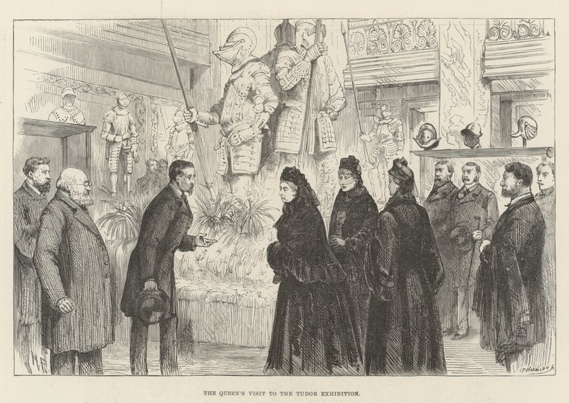 Der Besuch der Königin bei der Tudor-Ausstellung von Melton Prior