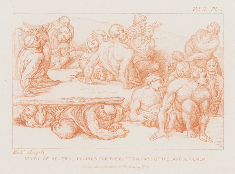 Studie mehrerer Figuren für den unteren Teil des Jüngsten Gerichts von Michelangelo (after) Buonarroti