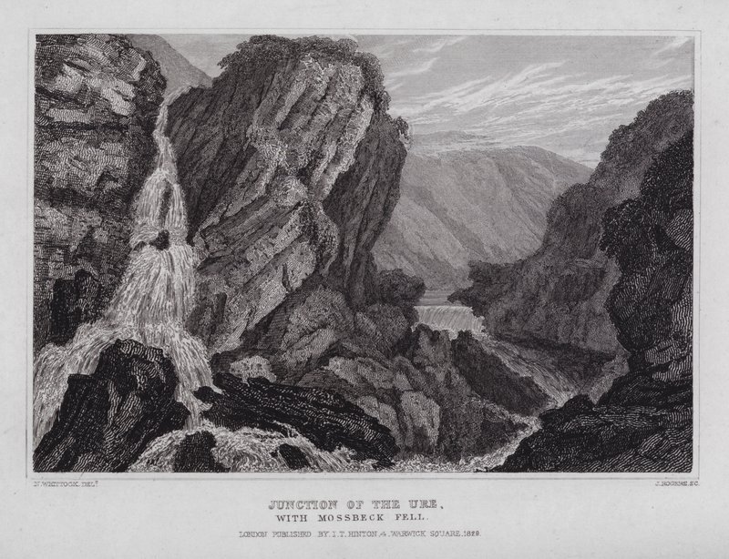 Zusammenfluss von Ure und Mossbeck Fell von Nathaniel (after) Whittock