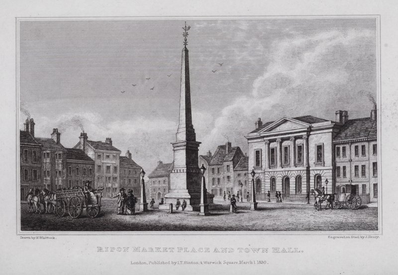 Marktplatz und Rathaus von Ripon von Nathaniel (after) Whittock