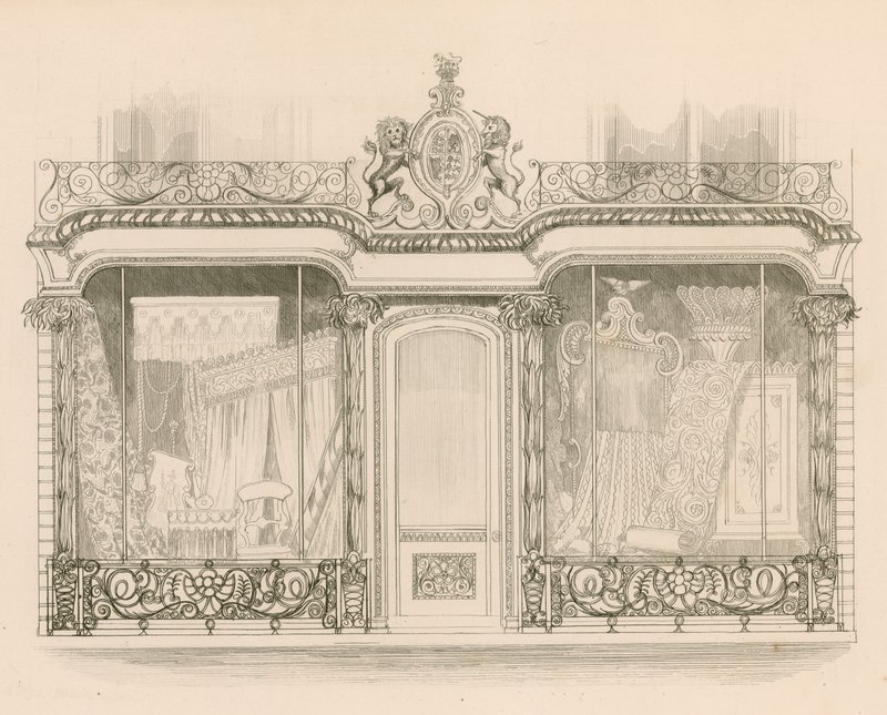 Ladenfront für Messrs Saunders und Woodley, Polsterer, Regent Street, London von Nathaniel Whittock