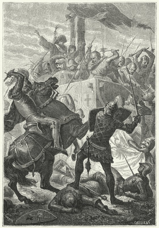 Der Kampf um den Carroccio der Lombarden in der Schlacht von Cortenouva von Niccolo Sanesi