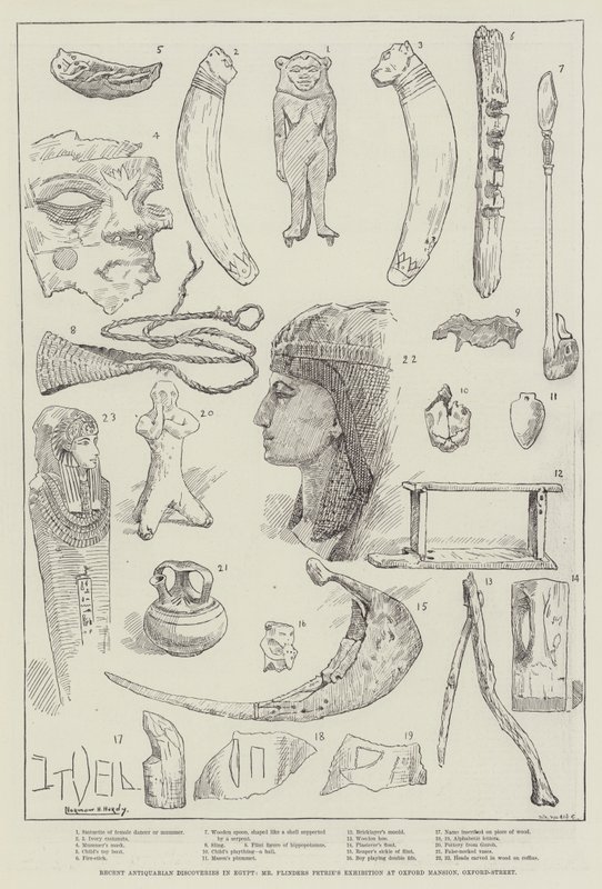 Jüngste antiquarische Entdeckungen in Ägypten, Mr. Flinders Petries Ausstellung im Oxford Mansion, Oxford-Street von Norman Hardy