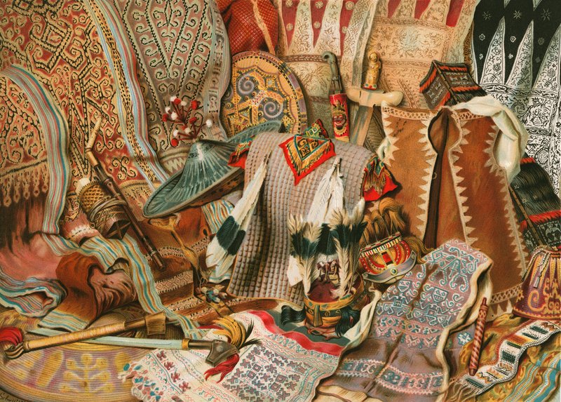 Indonesische Kultur: Stoffe und Waffen der Malaien von North American