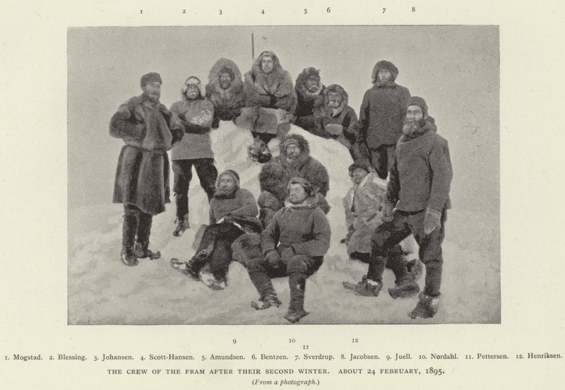 Die Besatzung der Fram nach ihrem zweiten Winter, etwa 24. Februar 1895 von Norwegian Photographer