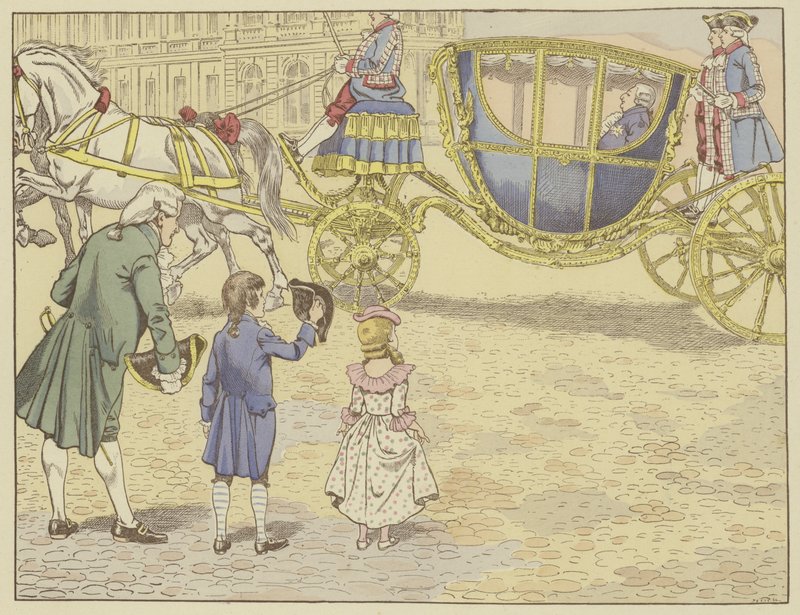 Von seinem Vater 1779 nach Versailles gebracht, sah er zum ersten Mal einen König, Ludwig XVI., den er später ablösen würde von Onfray de Breville Job