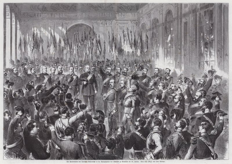 Proklamation von König Wilhelm I. von Preußen zum Kaiser von Deutschland, Spiegelsaal, Palais de Versailles, Frankreich von Otto Edmund Guenther
