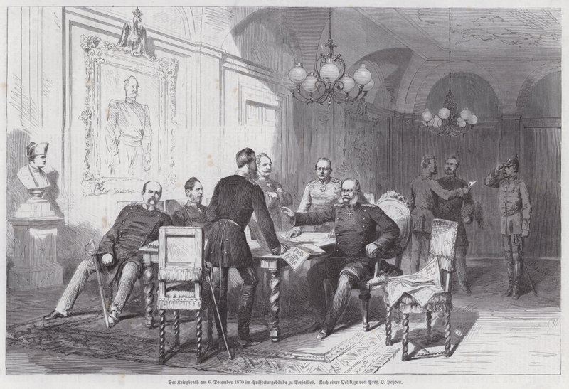 Preußische Armeekommandeure halten Kriegsrat in Versailles, Deutsch-Französischer Krieg, 6. Dezember 1870 von Otto Johann Heinrich Heyden