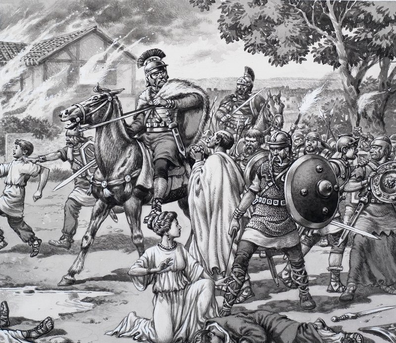 Barbarenangriff auf die römisch-britischen von Pat (1907-95) Nicolle