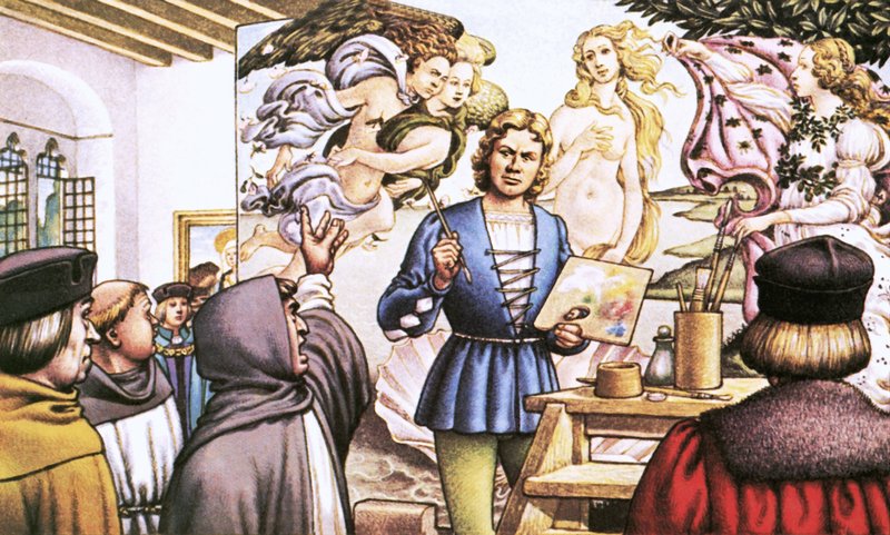 Savonarola tadelt Botticelli für die Geburt der Venus von Pat (1907 95) Nicolle